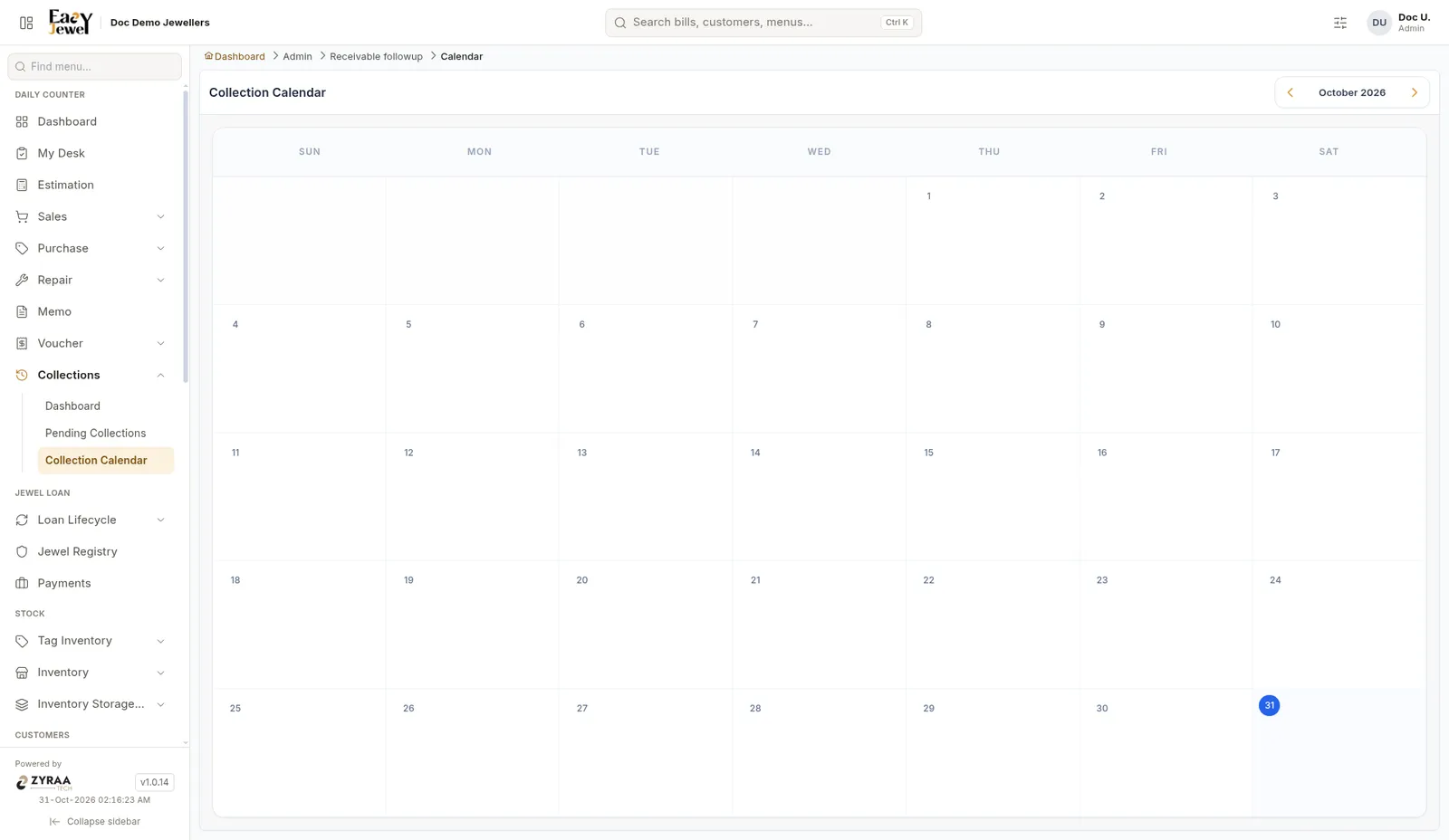 Collection calendar