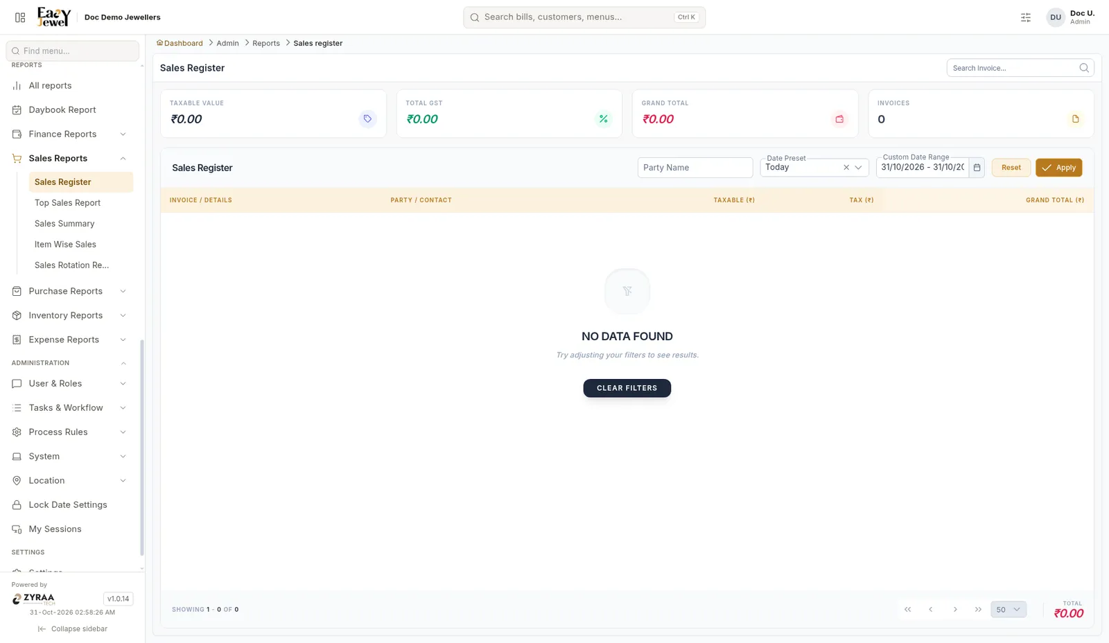 Sales Register