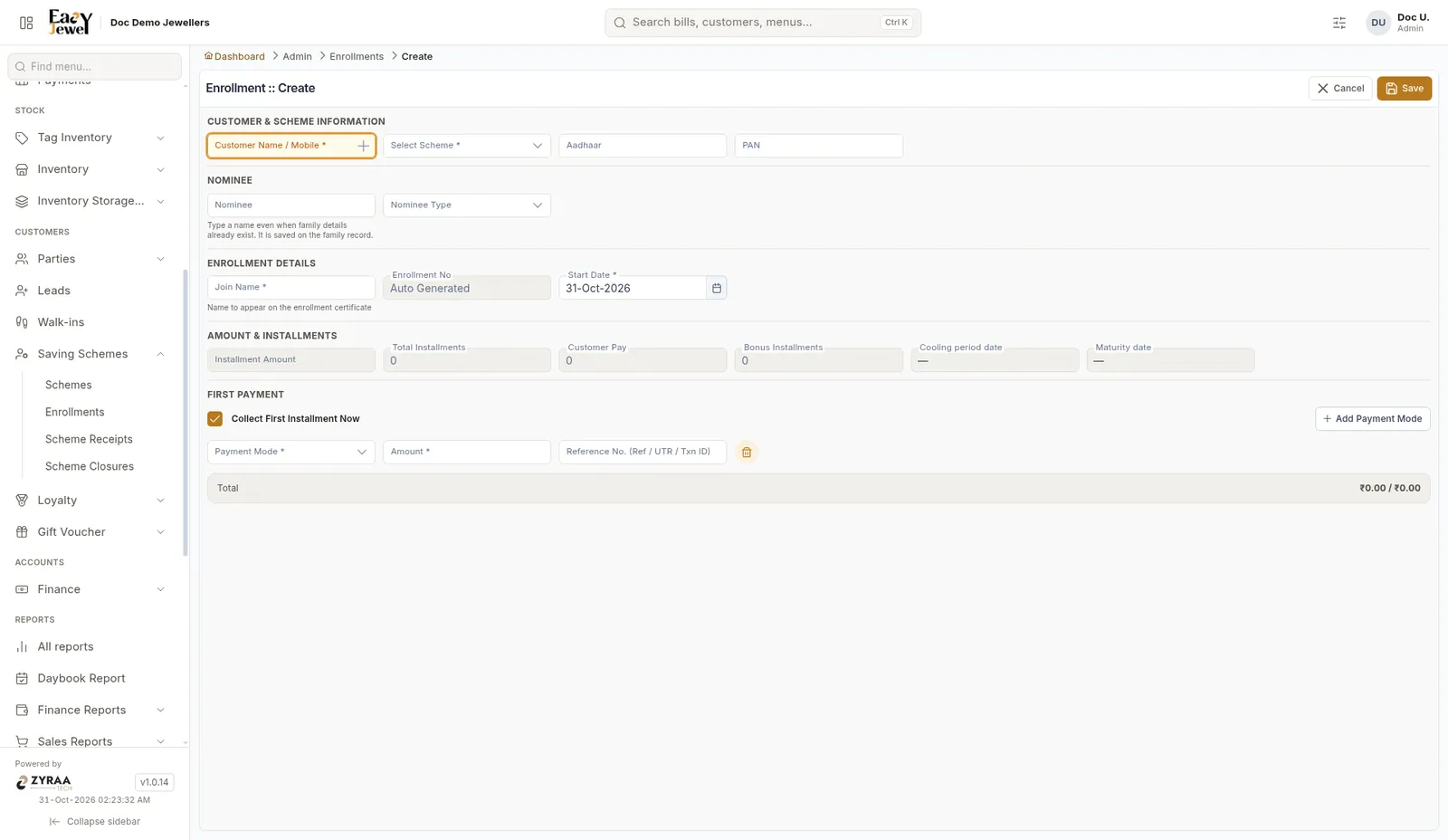 Create enrollment