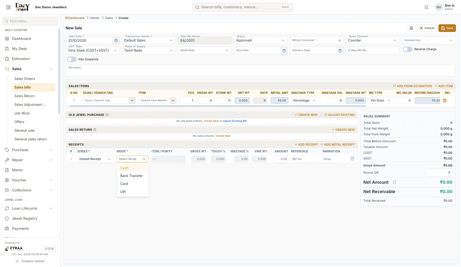 Payment modes
