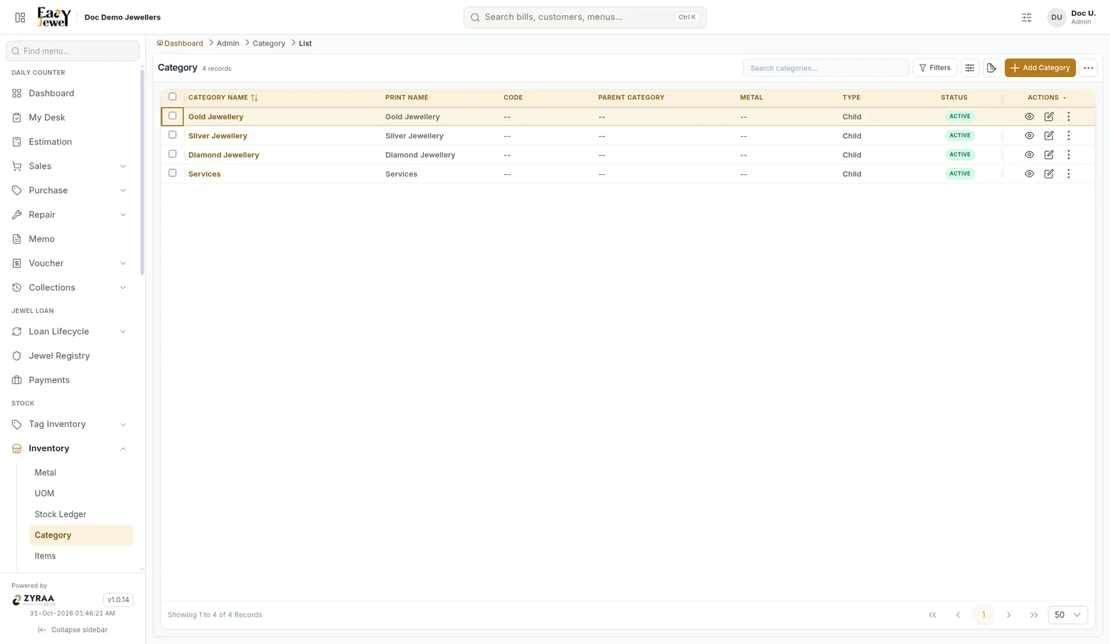Category list