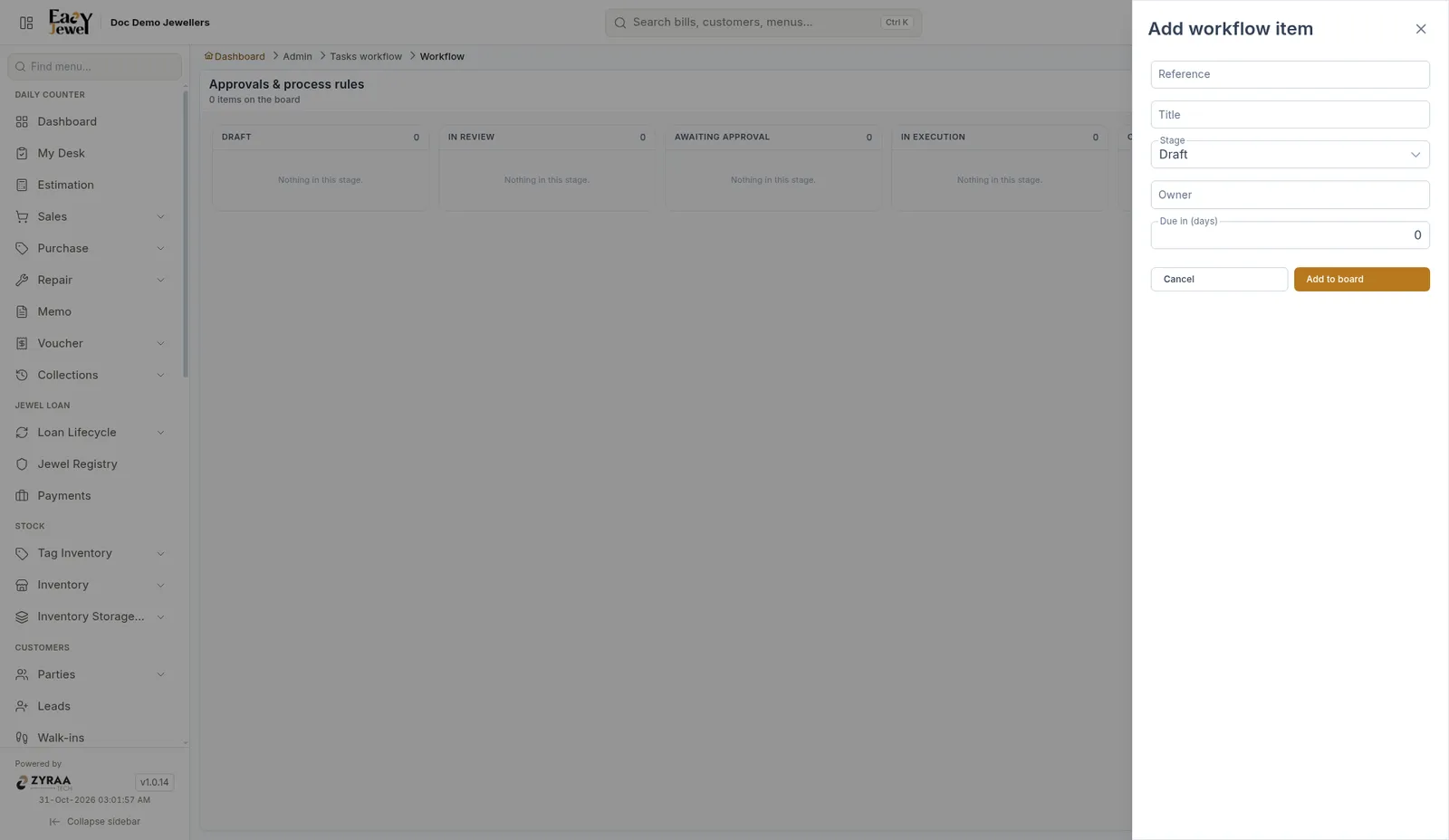 Add workflow item