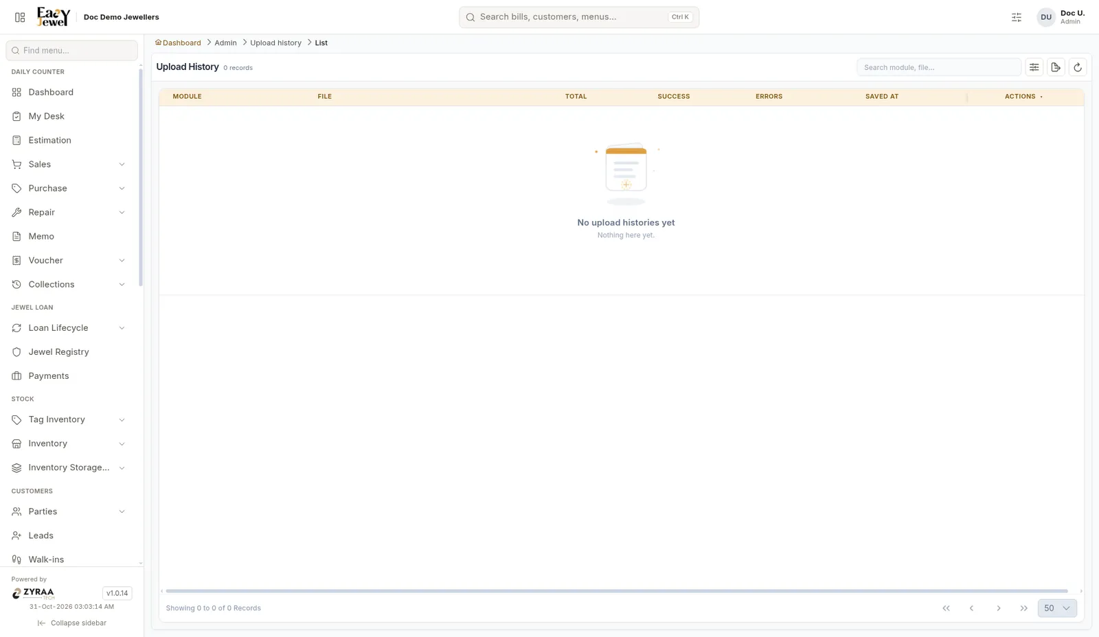 Upload History