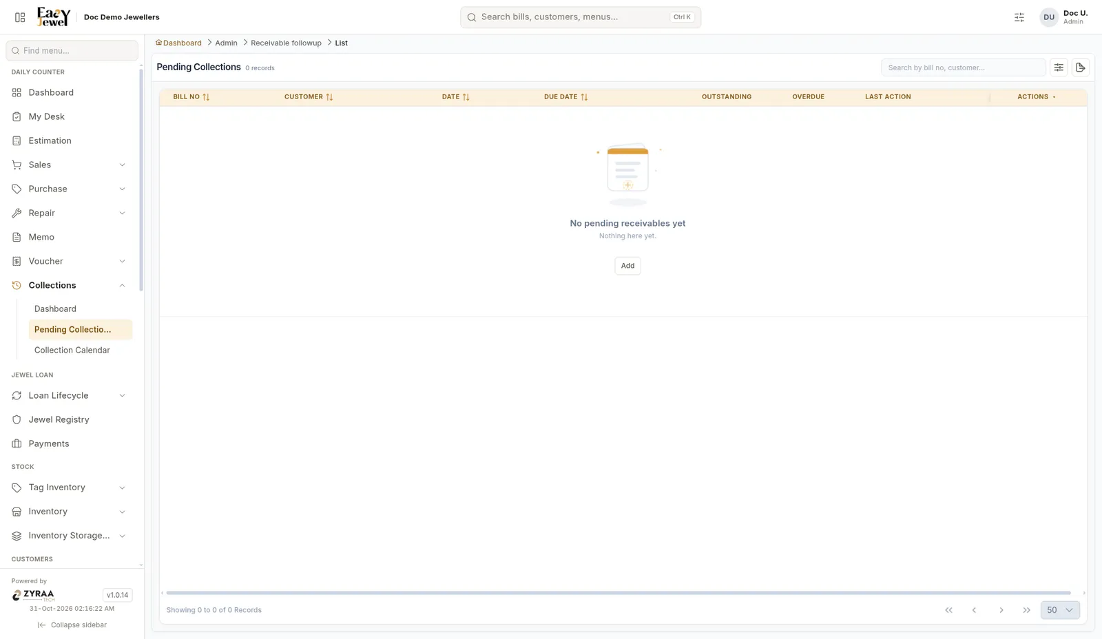 Pending collections