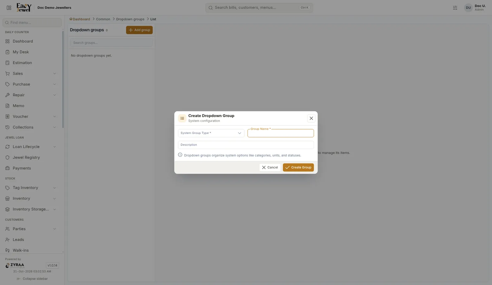 Create Dropdown Group