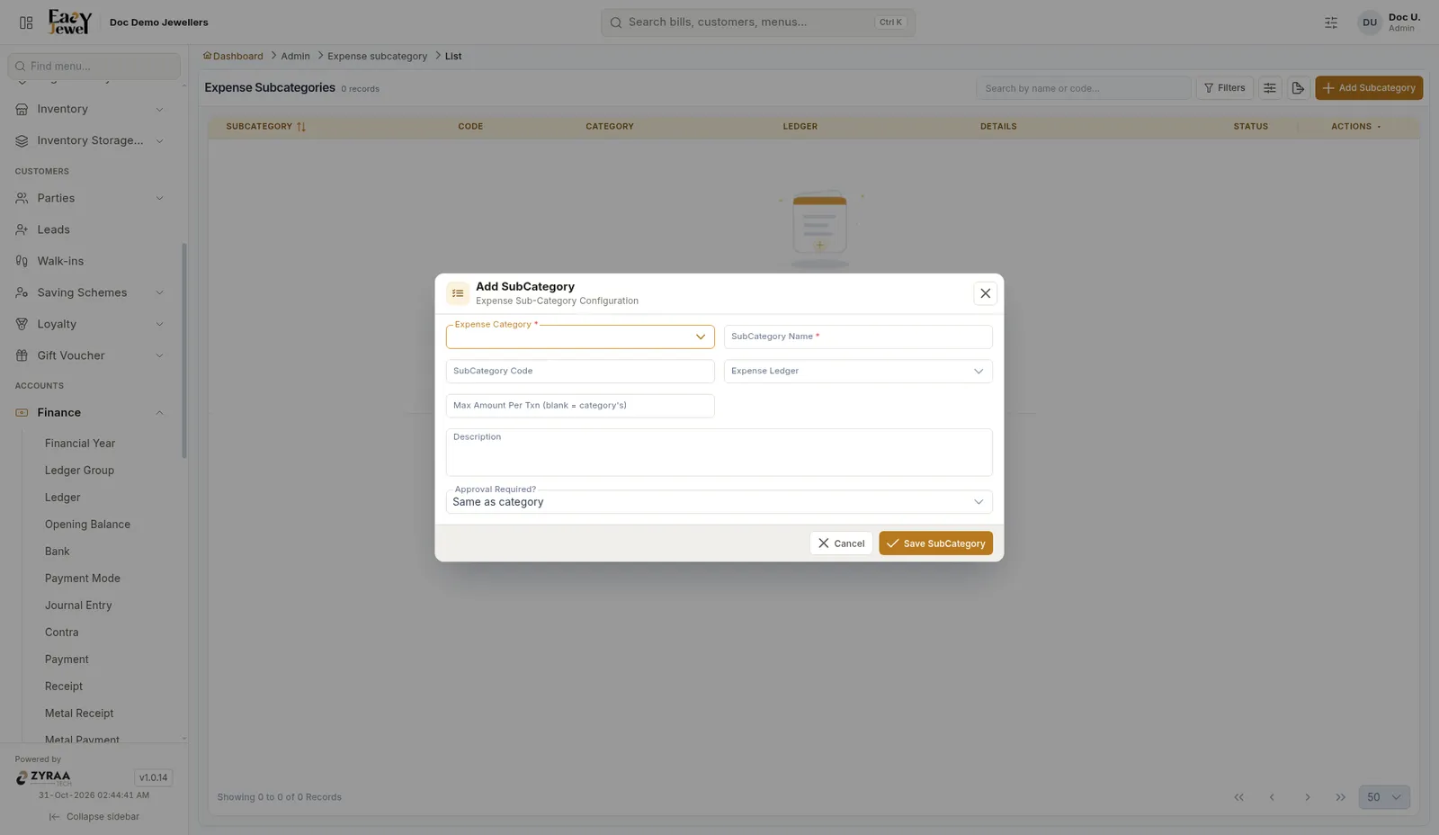 Add SubCategory