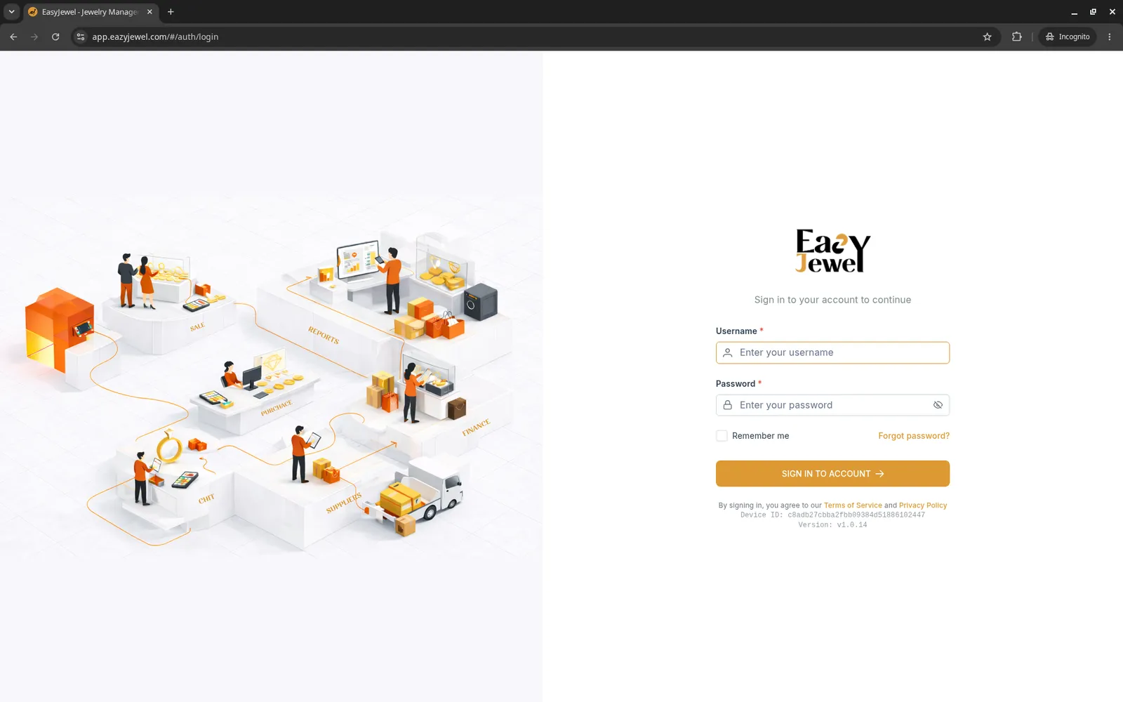 Login page