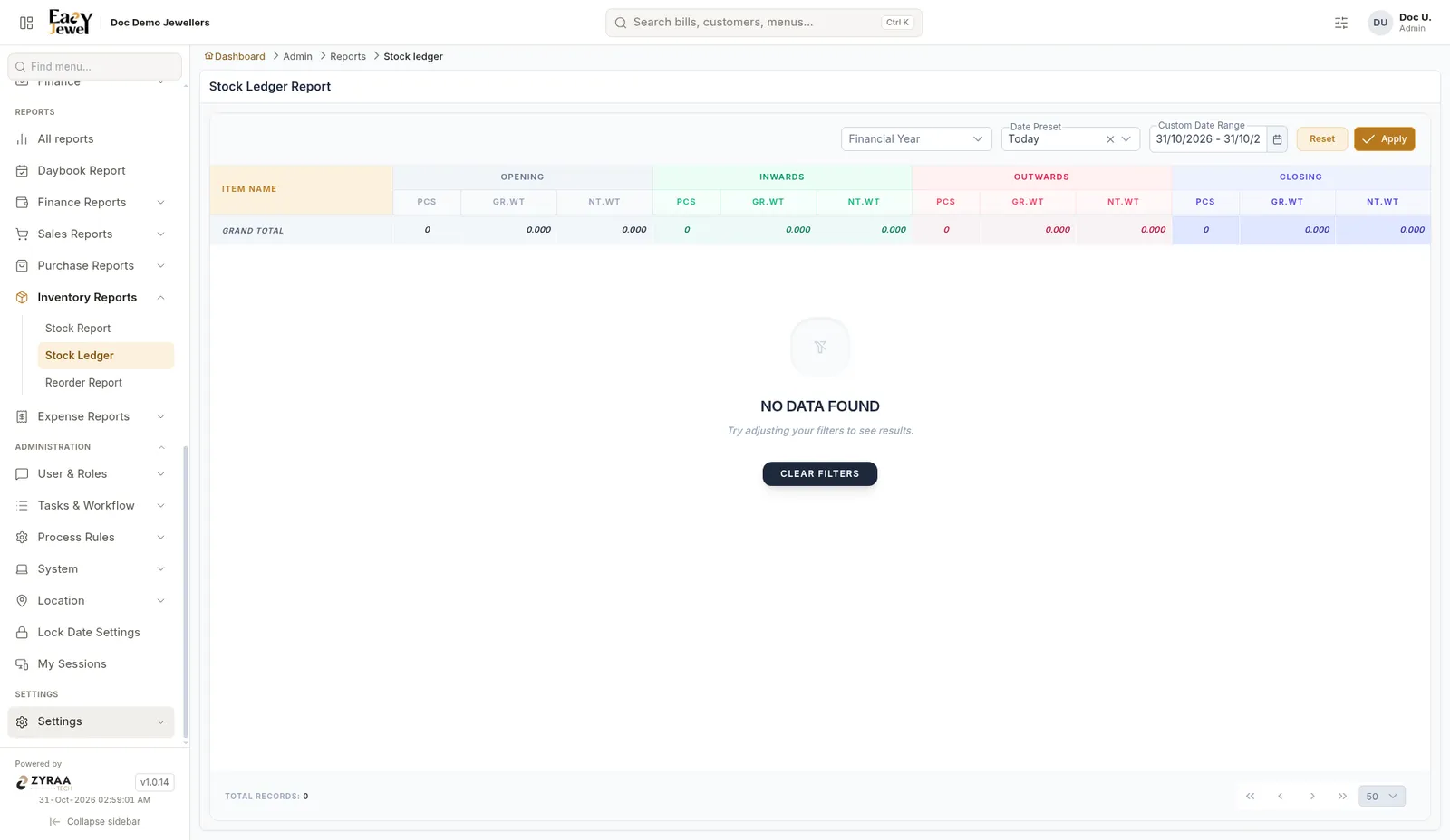 Stock Ledger Report