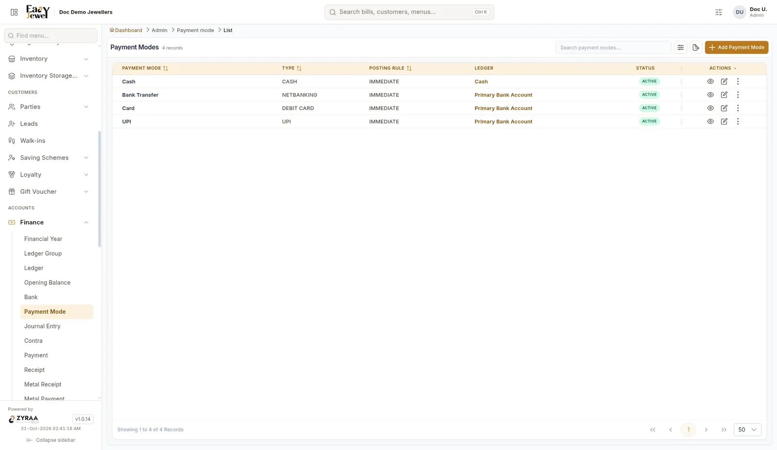 Payment Modes